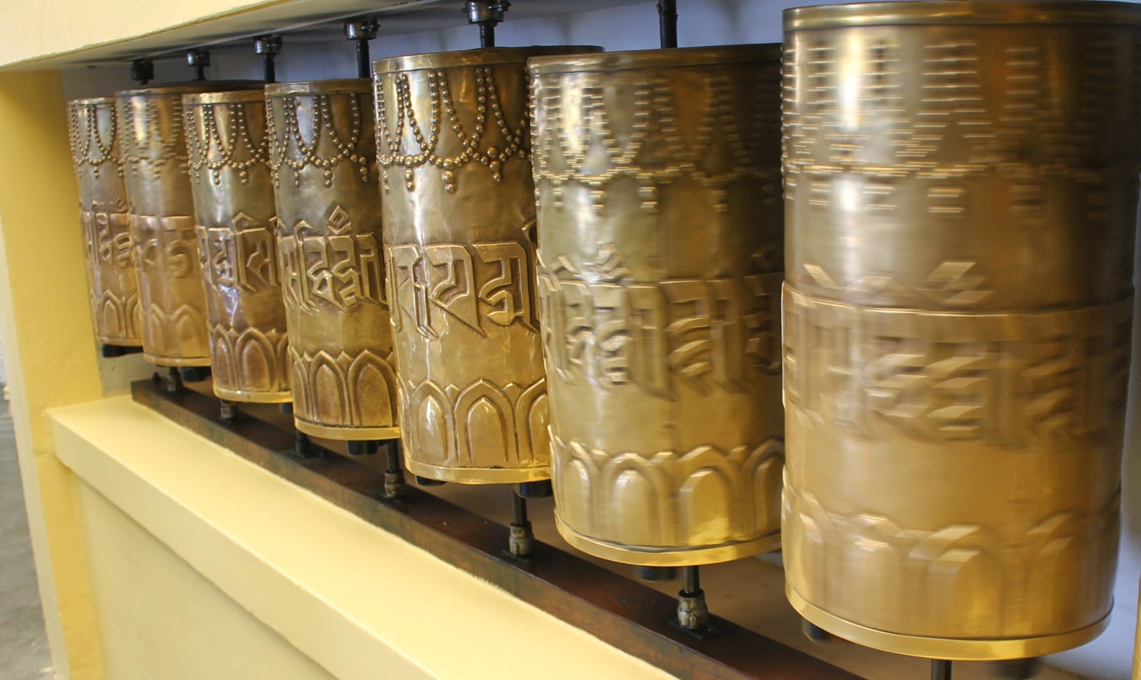 Golden prayer wheels, Mcleod Ganj,India