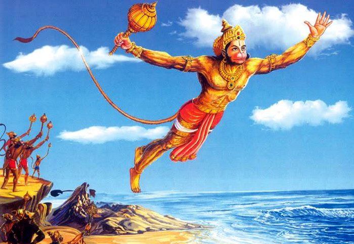Hanuman flying, Ramayana
